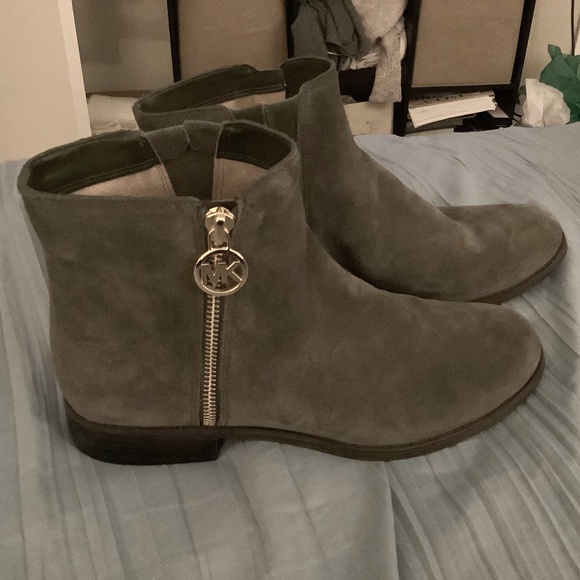 Michael Kors Shoes - Michael Kors Suede Boots - Gray/Green